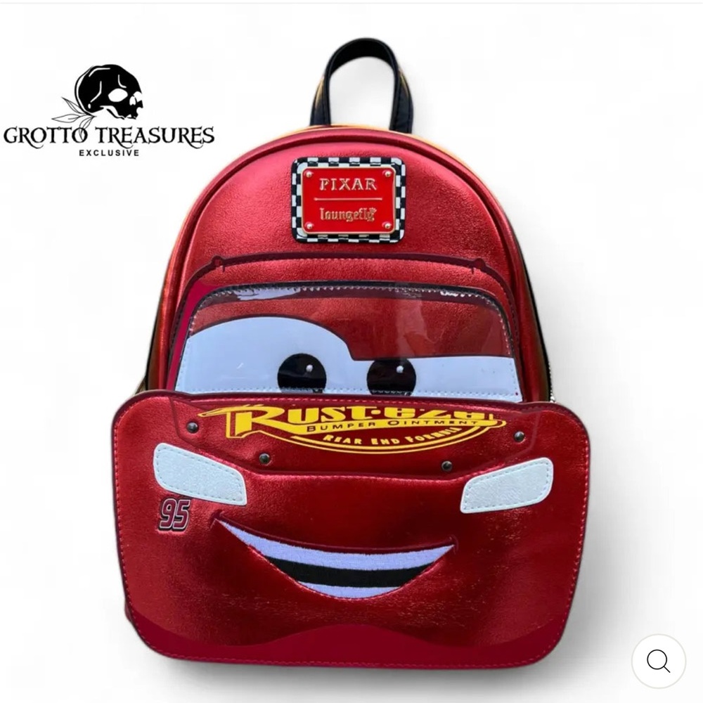 LOUNGEFLY DISNEY PIXAR CARS METALLIC LIGHTNING MCQUEEN COSPLAY MINI BACKPACK